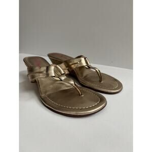 Lilly Pulitzer Women's McKim Wedge Sandals Size 6 M Gold Leather